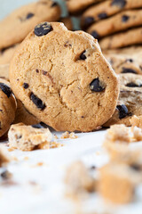 cookies with chocolate pieces inside, closeup food for desserts
