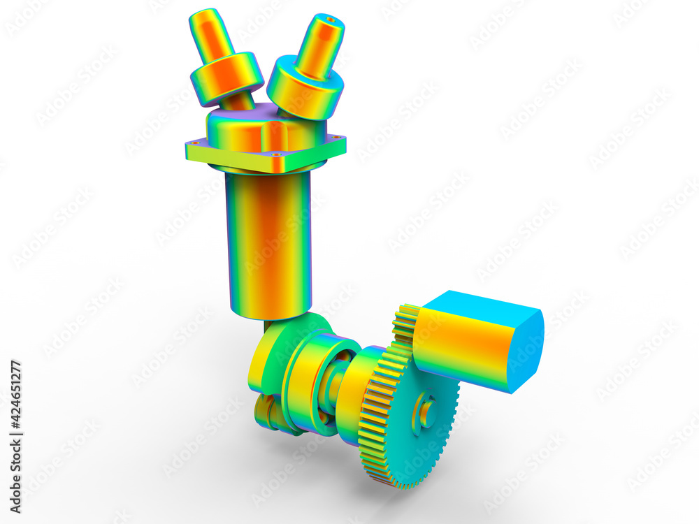Aufkleber 3d rendering - fea analysis of a two piston engine