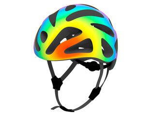3D rendering - rainbow colored bicycle helm