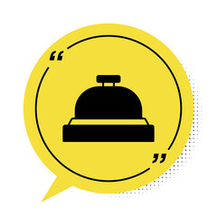 Black Hotel service bell icon isolated on white background. Reception bell. Yellow speech bubble symbol. Vector