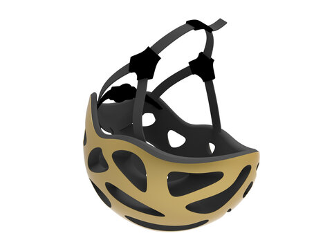 3D Rendering - Yellow Bicycle Helmet