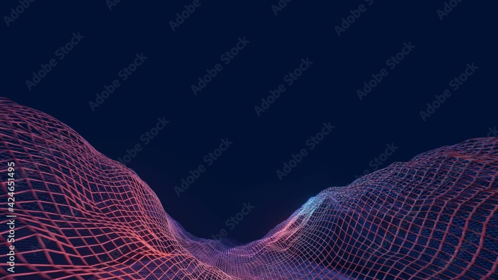 Canvas Prints flying through wireframe abstract mountain landscape valley. future technology, big data grid backgr