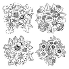 Fototapeta premium Doodle monochrome lace mandala pattern. Emblem luxury beauty spa, cosmetics, jewelry, hotel, restaurant. Wedding elegant outline frame. Vector floral luxury curve logo design. Round gold ornate frame.