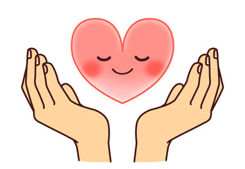 手の上にハートが乗っているイラスト