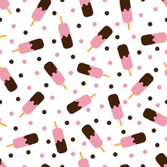 Ice cream seamless pattern.  Vector illustration.