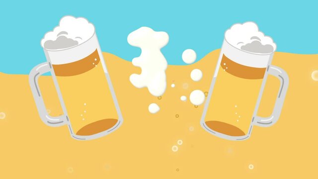 ビール　乾杯　泡