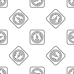 Grey line Sauna thermometer icon isolated seamless pattern on white background. Sauna and bath equipment. Vector
