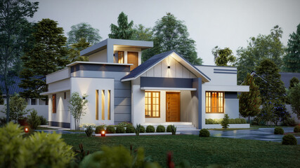 3d illustration of a newly built luxury home