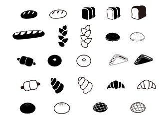 色々なパンセット（白黒）