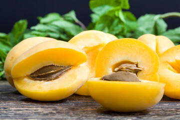 natural ripe and delicious and sliced orange apricots