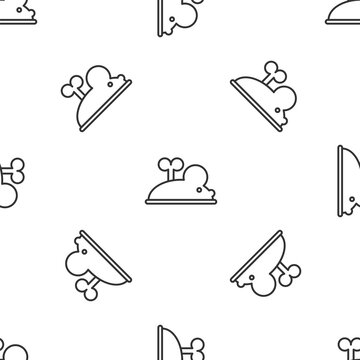 Grey Line Clockwork Mouse Icon Isolated Seamless Pattern On White Background. Wind Up Mouse Toy. Vector