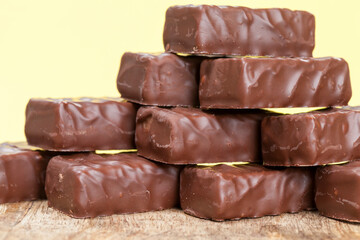 broken and crumbled natural bitter chocolate