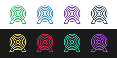 Set line Target financial goal concept icon isolated on black and white background. Symbolic goals achievement, success. Vector