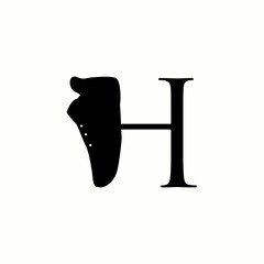 logo letter h with icon shoes man vector design