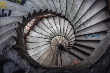 Stairs in Castle in Lapalice village, largest unauthorized construction ever developed in Poland