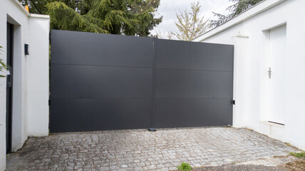 sliding portal suburb home green metal aluminum high house gate access