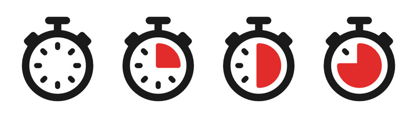 Time, Stopwatch, Chronometer, Timer vector icon illustration.