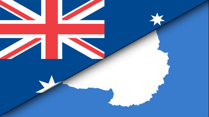 Fototapeta na wymiar Antarctica and Australia Flat flag - Double Flag 