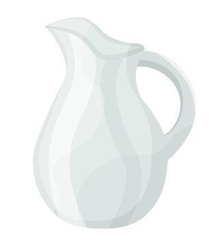 transparent glass jug on an isolated background in flat style with highlights