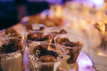 A close up of a glass cup on a table