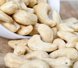 delicious and healthy raw cashew nuts, close up