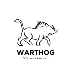 warthog simple line vector logo illustration design