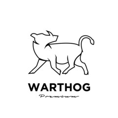 warthog simple line vector logo illustration design