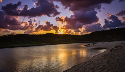 Warm sunset on the mount of Veleka River in Sinemorets, Bulgaria 