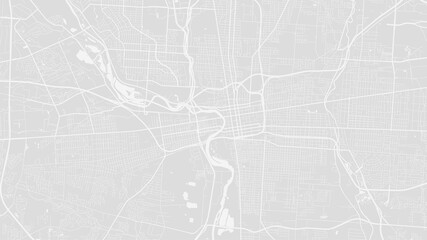 Bright grey vector background map, Columbus city area streets and water cartography illustration.