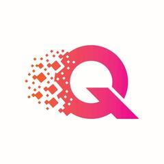 Letter Q pixel Logo Design Element