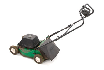 Old green lawn mower