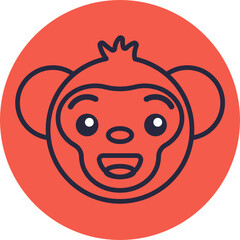 Monkey Emoji Icons. Vector Illustrations.