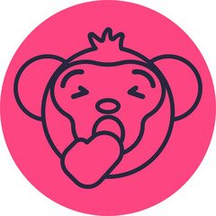 Monkey Emoji Icons. Vector Illustrations.