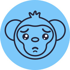 Monkey Emoji Icons. Vector Illustrations.