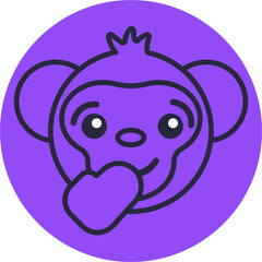 Monkey Emoji Icons. Vector Illustrations.