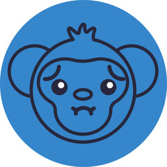 Monkey Emoji Icons. Vector Illustrations.