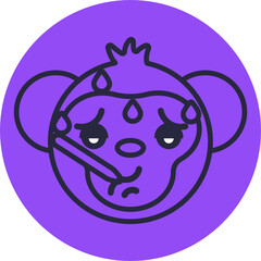 Monkey Emoji Icons. Vector Illustrations.