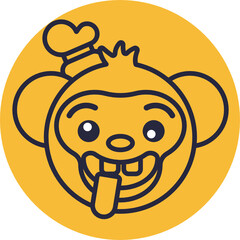 Monkey Emoji Icons. Vector Illustrations.