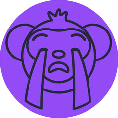 Monkey Emoji Icons. Vector Illustrations.