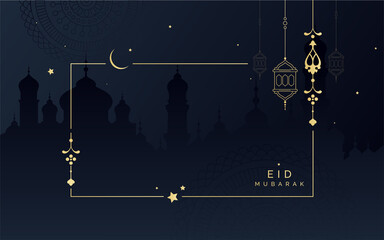 Eid Mubarak Festival Greeting Background Design Template