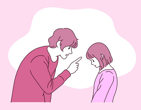 An adult is chasing a child. hand drawn style vector design illustrations. 