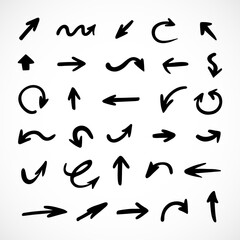 Vector set of hand-drawn arrows, elements for presentation
