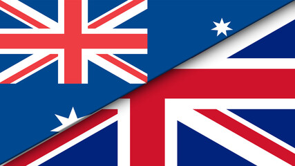 Obraz na płótnie Canvas United Kingdom and Australia Flat flag - Double Flag 