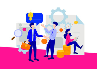 Business Partnership - Illustration. Editable Stroke. Vector Graphic