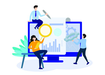 Business Solutions - Illustration. Editable Stroke. Vector Graphic