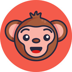 Monkey Emoji Icon. Vector Illustration.
