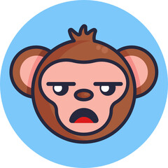 Monkey Emoji Icon. Vector Illustration.
