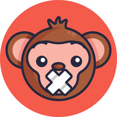 Monkey Emoji Icon. Vector Illustration.