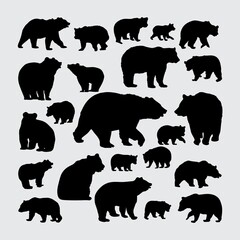 Bear silhouette. a set of bear silhouettes