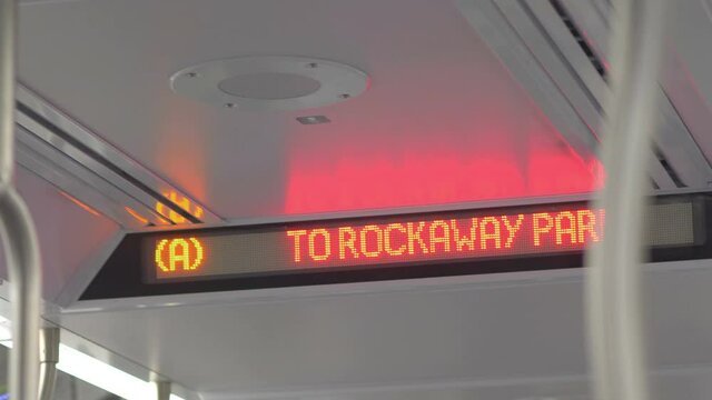 LED display in NYC Subway Train in 4K Slow motion 60fps
